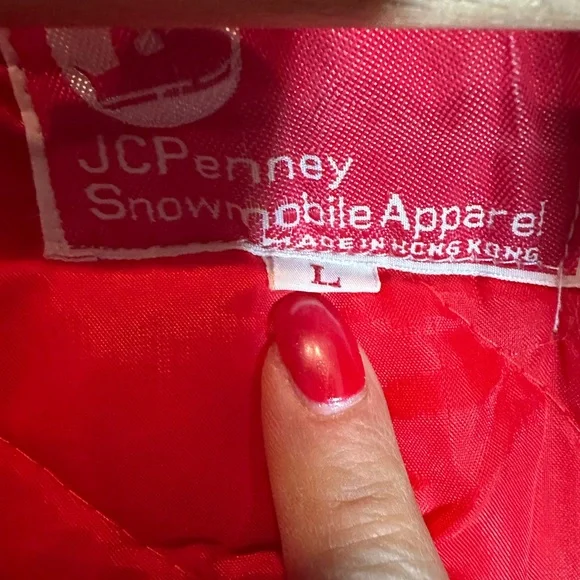 JCPenney VINTAGE Unisex LARGE Patriotic Navy Red Snowmobile Snow Suit EUC